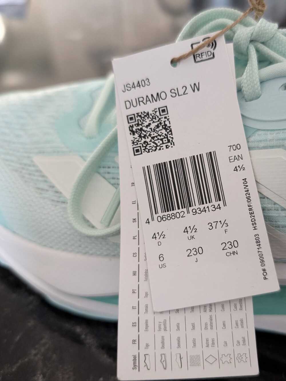 Adidas Duramo SL 2 Running Shoes, Size US 6, NWT